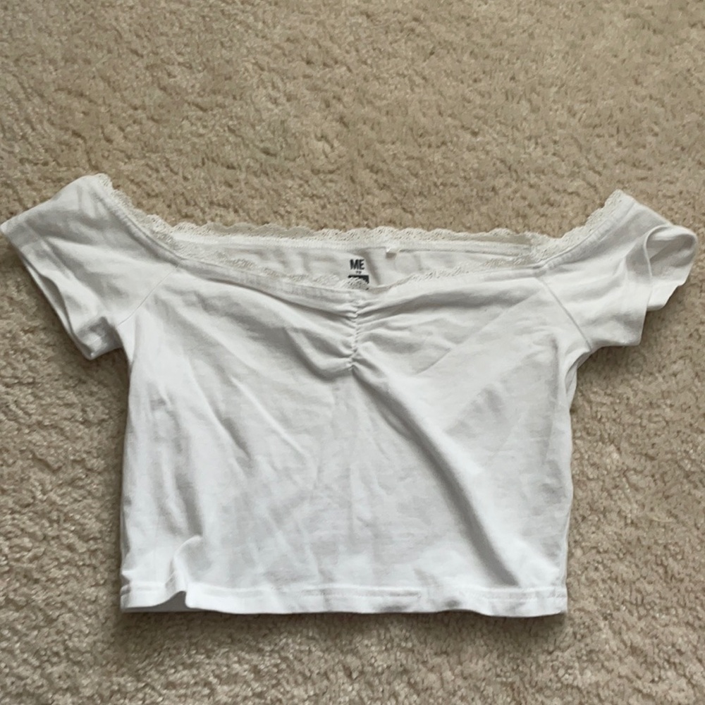 Off the shoulder white crop top